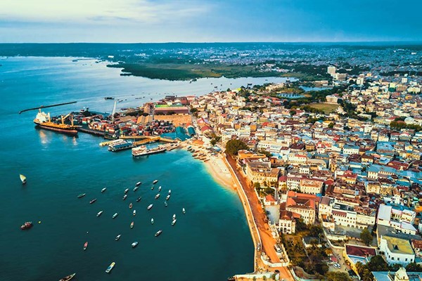 Arial Stone Town Port Zanzibar honeymoon safari ©bushtreksafaris