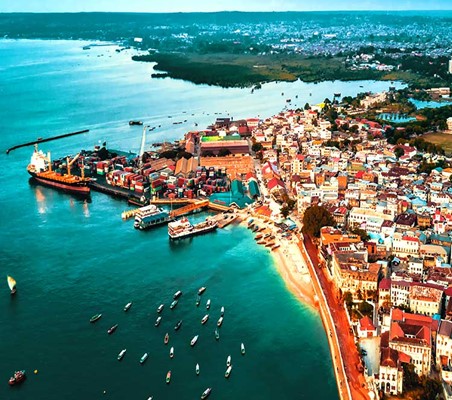 Arial Stone Town Port honeymoon safari ©bushtreksafaris